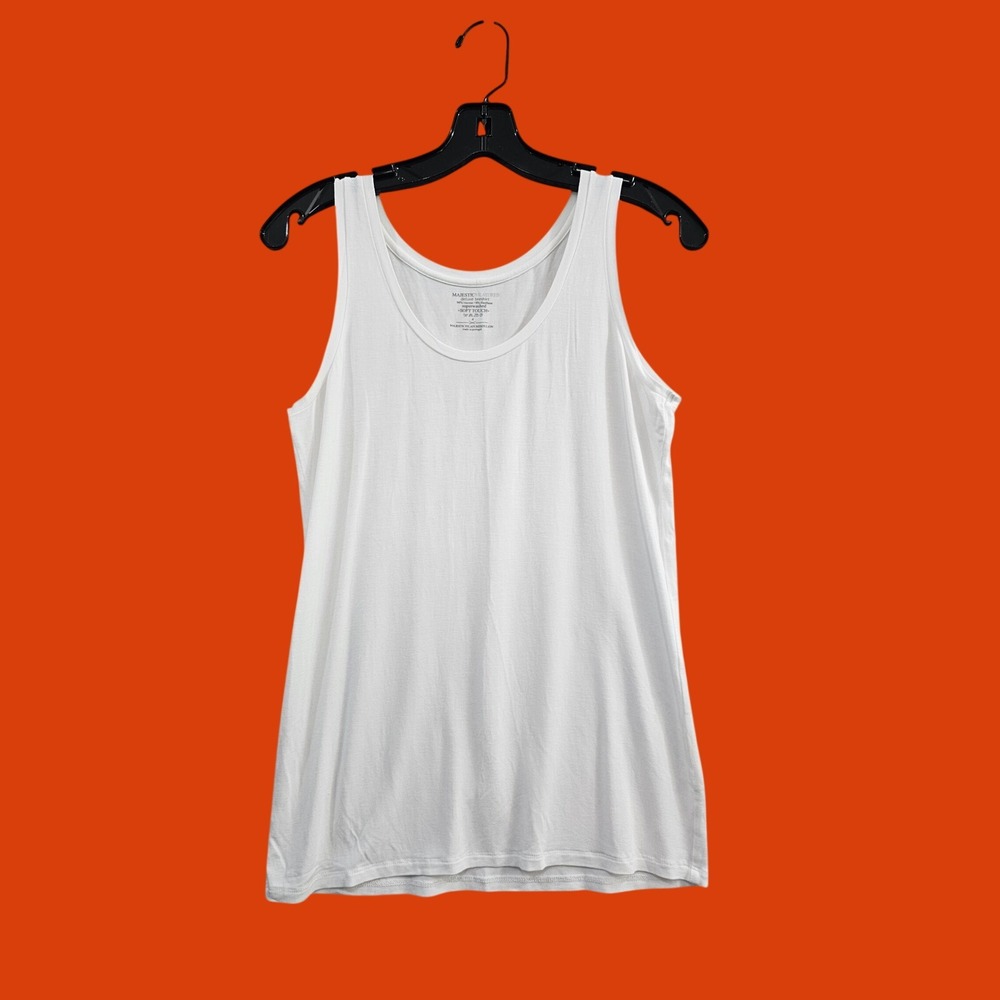 Majestic Filatures Deluxe Teeshirt Tank Top Womens 4 White Viscose Soft Touch